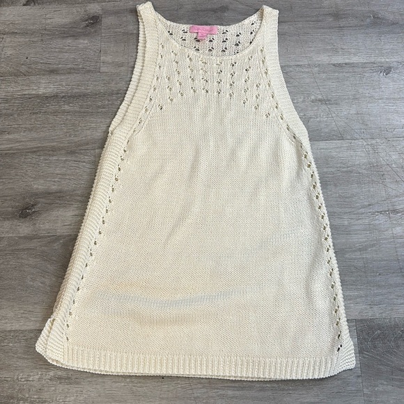 LILLY PULITZER White knit shell TANK Sz M - Picture 1 of 7